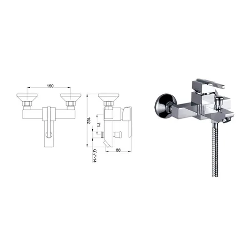 Смеситель для ванны “quadro” HFG-81203A